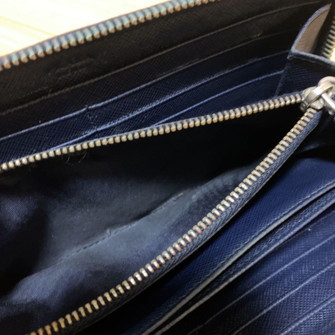 PRADA プラダ バイカラー サフィアーノレザー ラウンドファスナー 長財布