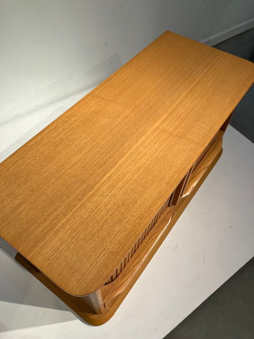 多目的、蛇腹シャッター付き 木製 ラック CDラック、小物入れ、収納棚、レトロ