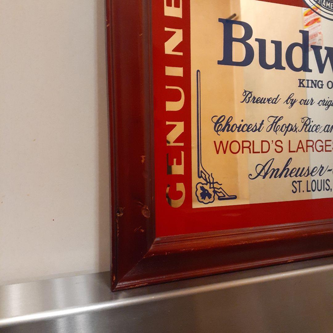バドワイザー　パブミラー　アンティーク　レトロ　看板　ガレージライフ　BAR