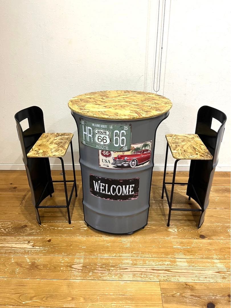 ドラム缶リメイクテーブルセット　☆送料無料☆