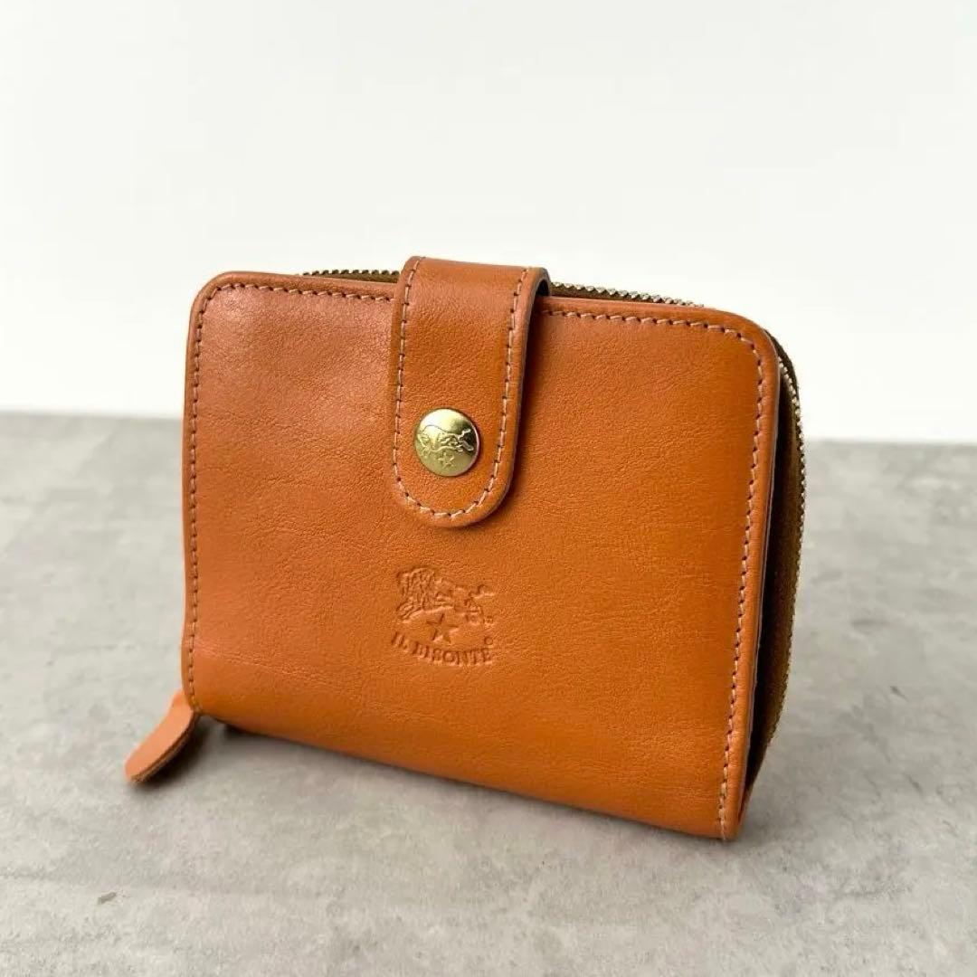 【美品✨️】IL BISONTE 2つ折り財布 ラウンドジップ ヤケヌメ
