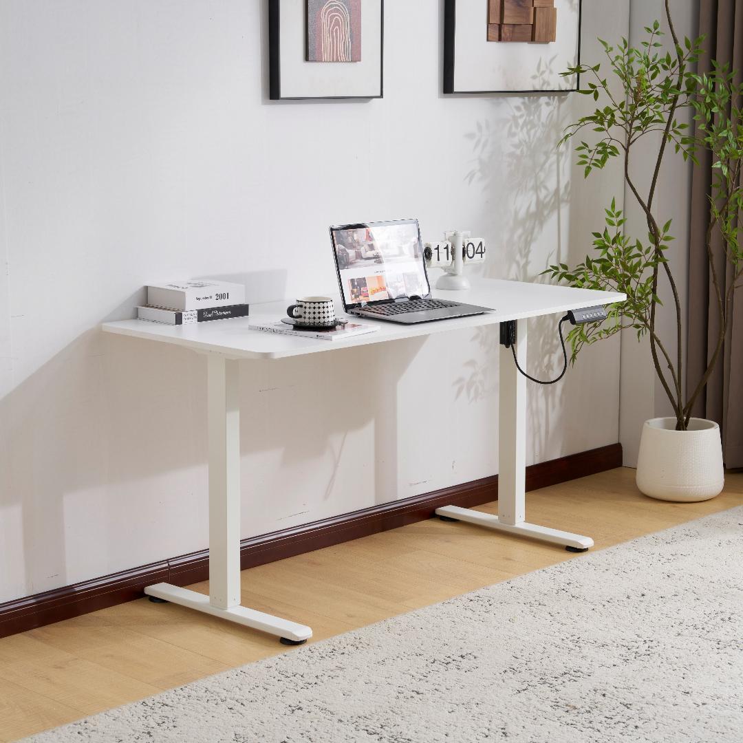 【白】電動昇降デスク スタンディングデスク 電動 幅140cm 昇降式テーブル
