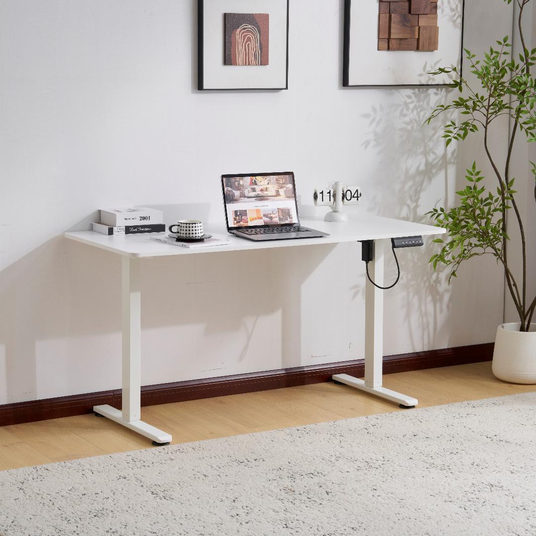 【白】電動昇降デスク スタンディングデスク 電動 幅140cm 昇降式テーブル