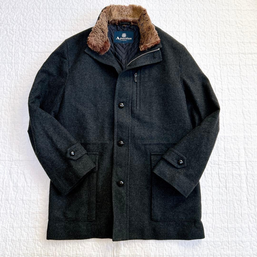 アクアスキュータム コート カシミヤ シルク 2way ブルゾン 大きいサイズ