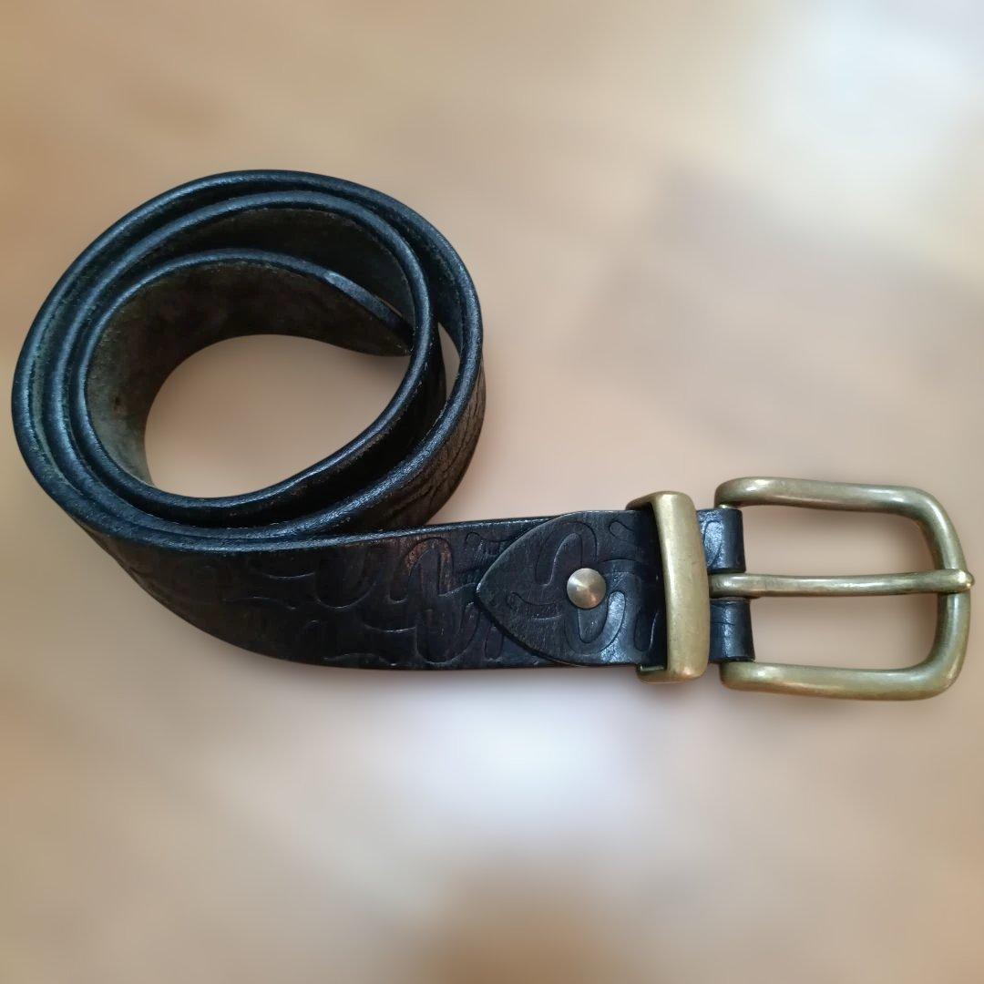 エビス カモメ 型押し 黒 レザーベルト