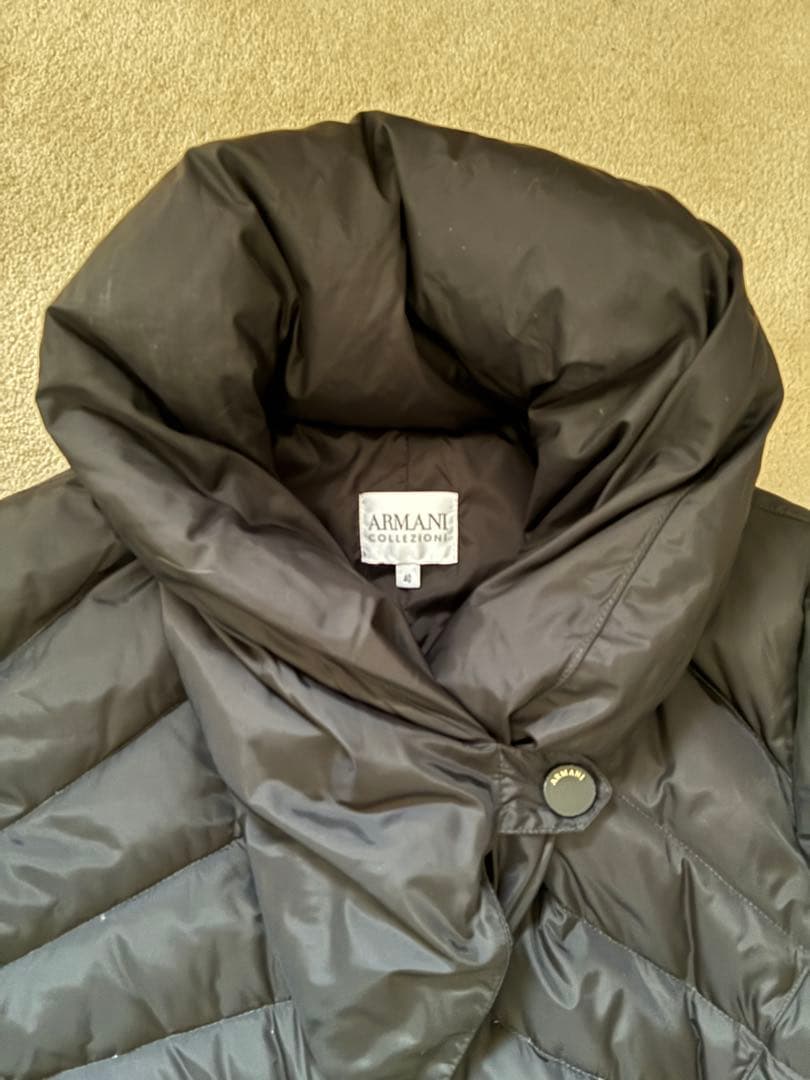 超美品⭐︎アルマーニ ロングダウンジャケット ベルト付き Ａライン 黒 サイズ40