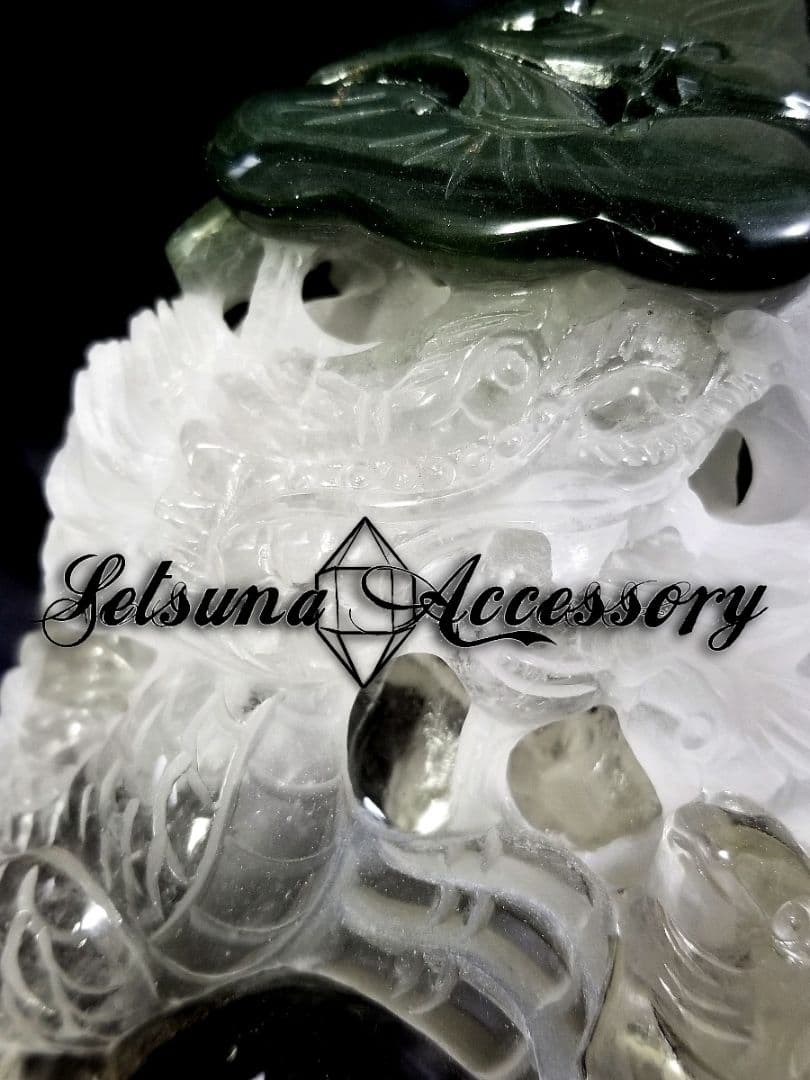 【超希少】モスアゲート、水晶、共生彫刻