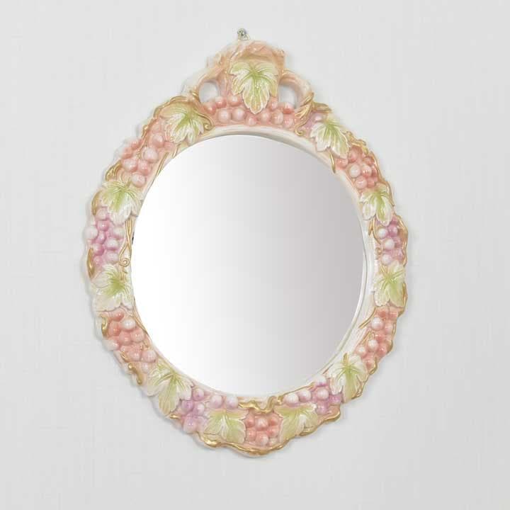 ロココ調 壁掛けミラー フルーツ 鏡 完成品 猫脚 姫家具