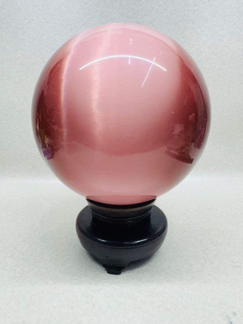 特大 ピンクキャッツアイ クリスタルボール宝石球 20cm 台座付き