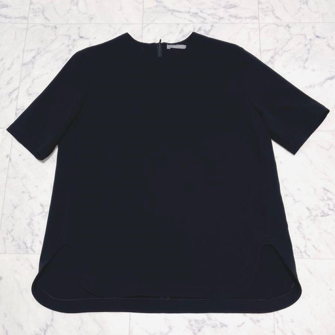 美品✨セオリーリュクス 現行 CLIBI 半袖ブラウス 40 ラウンドヘム