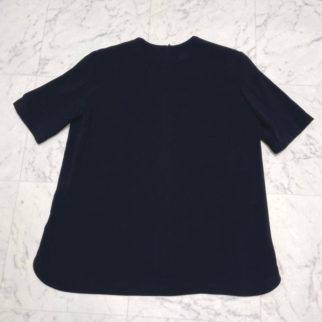 美品✨セオリーリュクス 現行 CLIBI 半袖ブラウス 40 ラウンドヘム