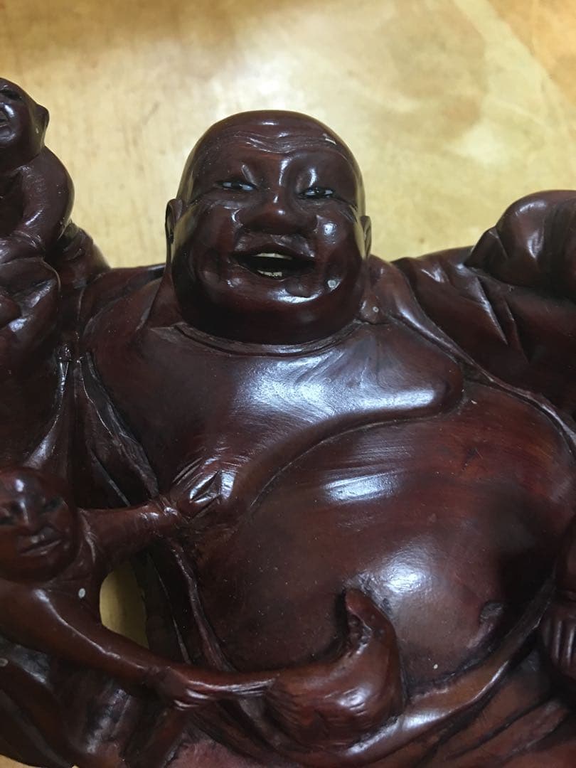 唐木 象嵌 五子戏弥勒 中国 古美術