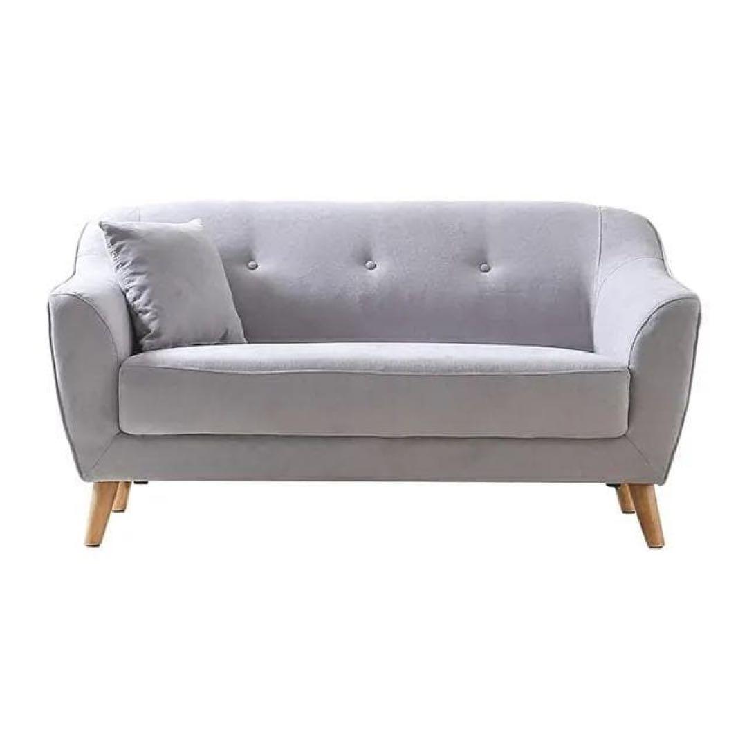 モダンデコ 天然木脚 2人用ソファ 幅135cm 北欧風