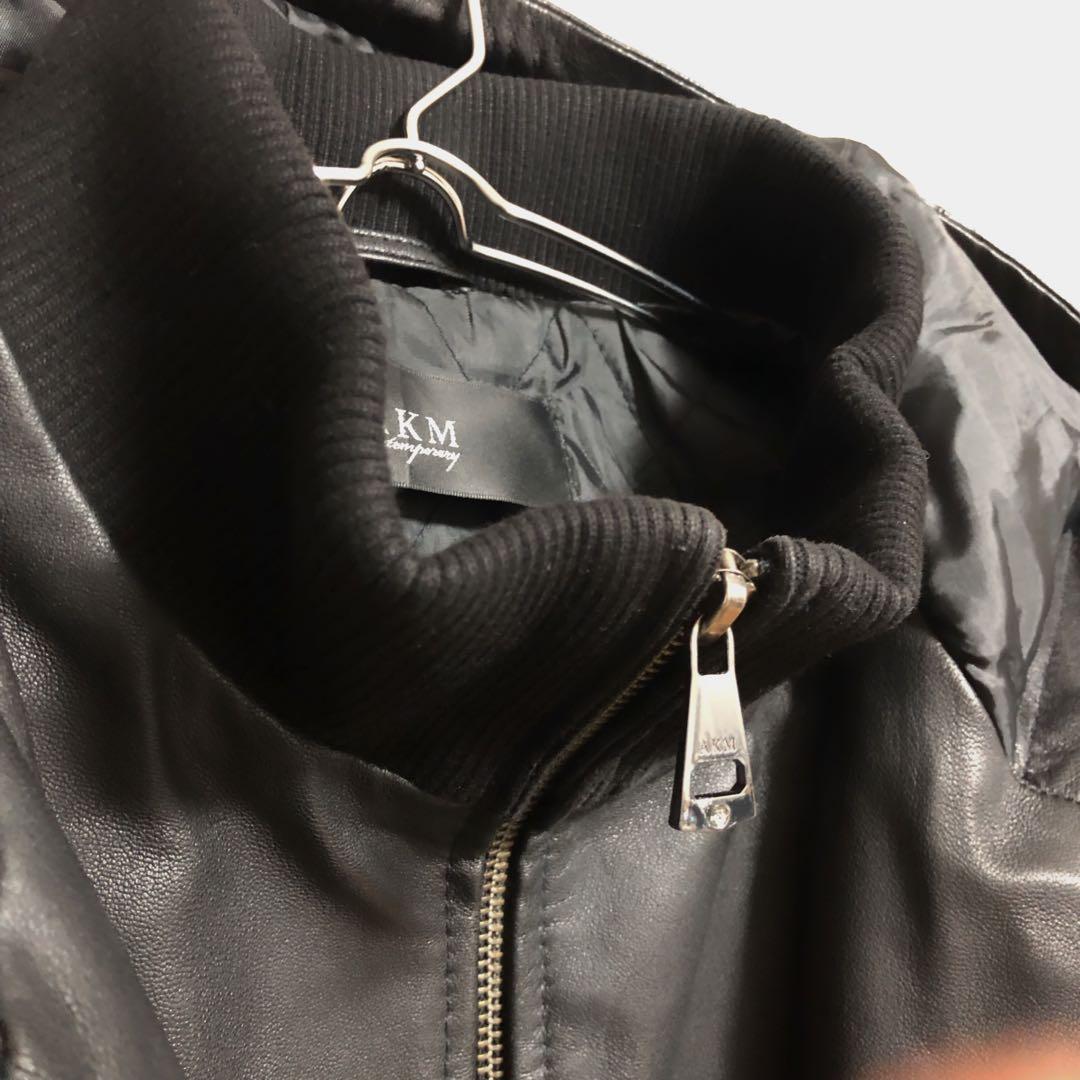 訳あり　AKM Contemporary レザーフード ライダースジャケット