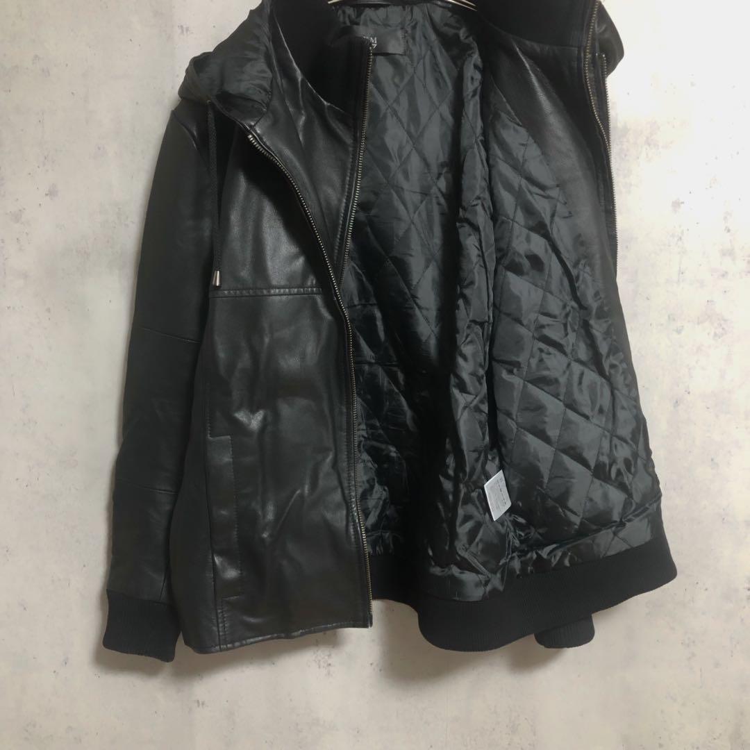訳あり　AKM Contemporary レザーフード ライダースジャケット