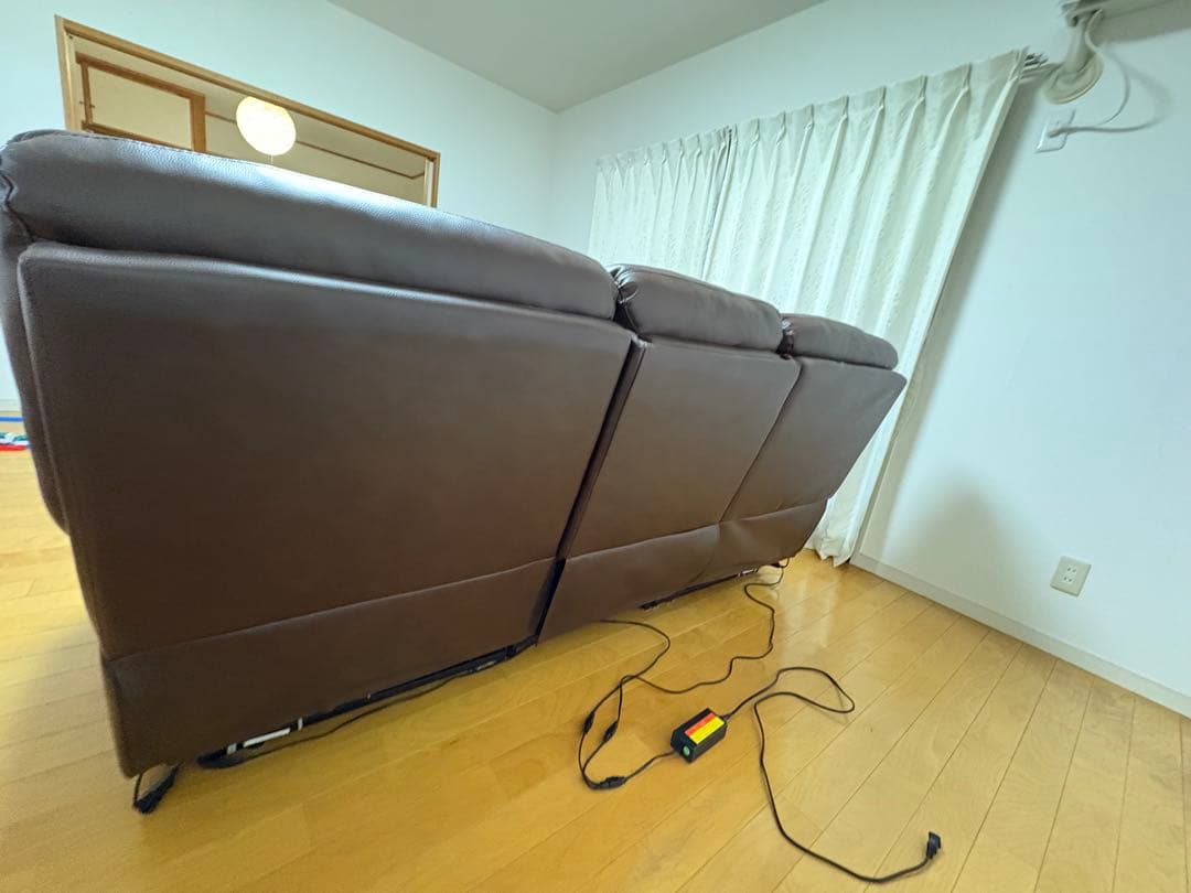 ブラウン 3人掛けリクライニングソファ