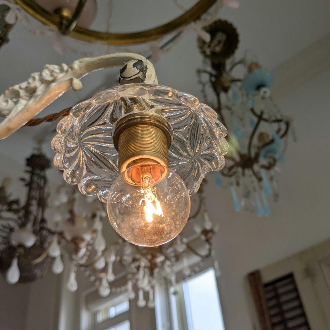 難あり*フランスアンティーク　オールドバカラ ミニシャンデリアシェード/ランプ