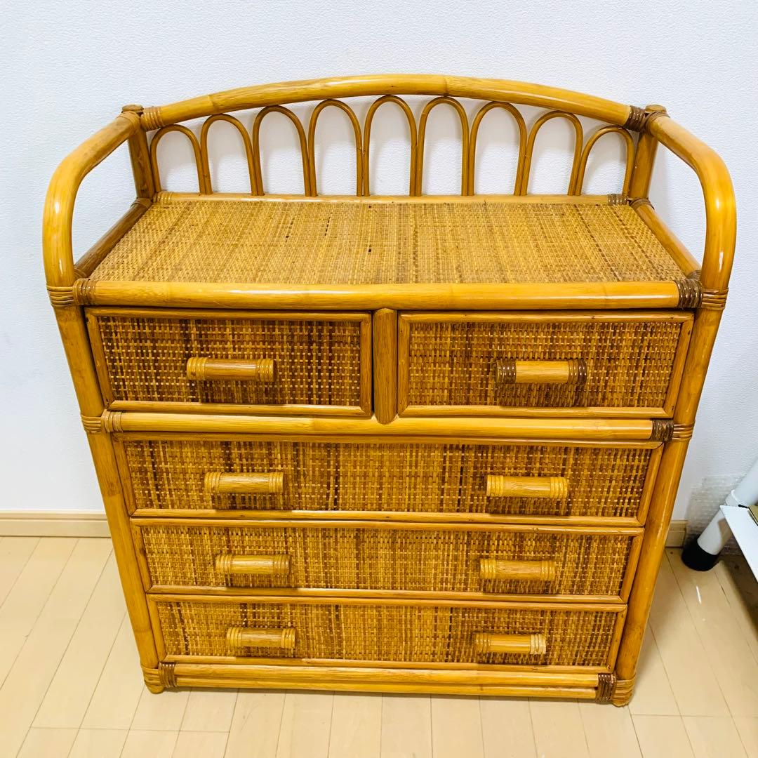 ラタン 4段 チェスト ラタンチェスト 籐チェスト 籐タンス　サイドボード