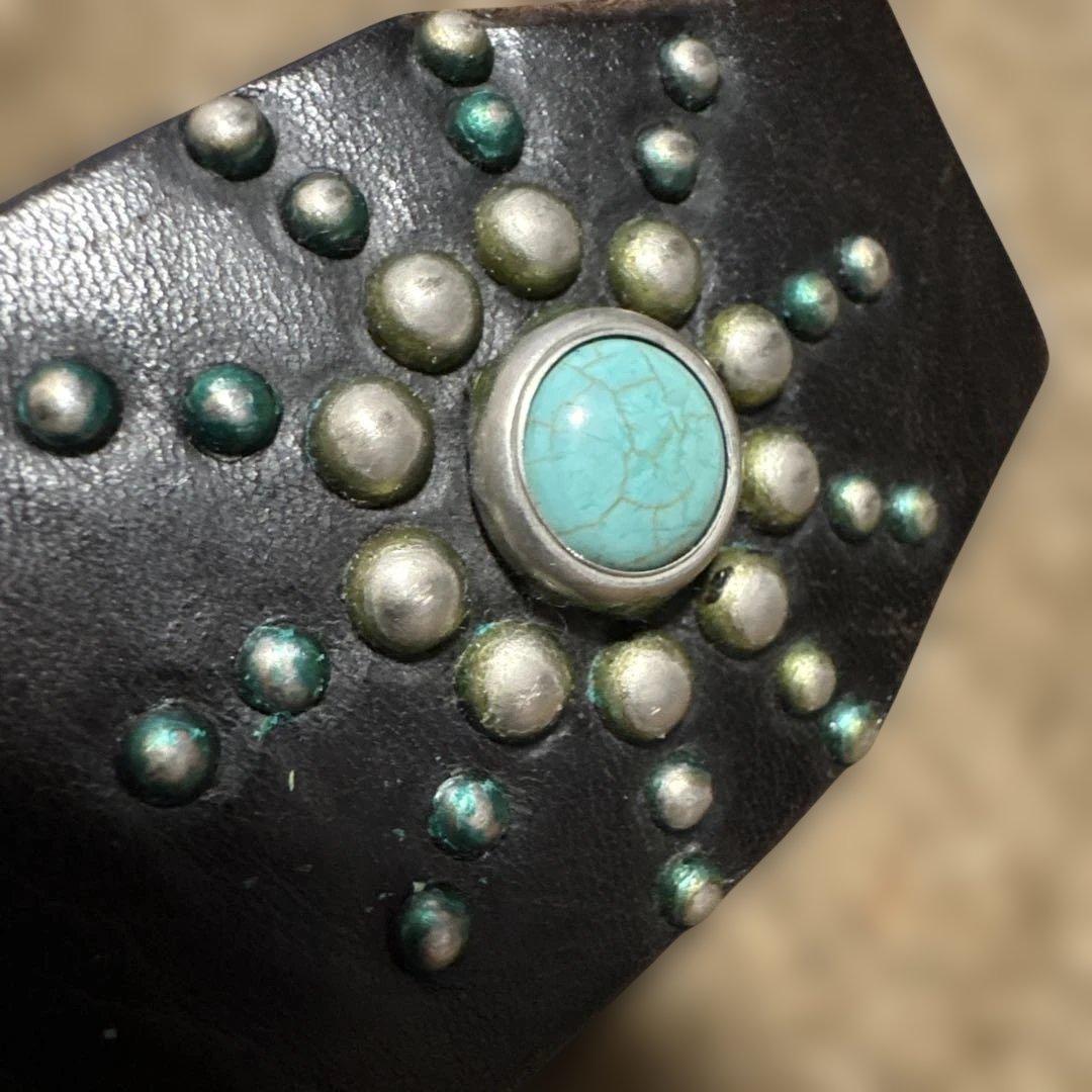 34inch HTC ターコイズ　エンドオンリー　レザースタッズベルト