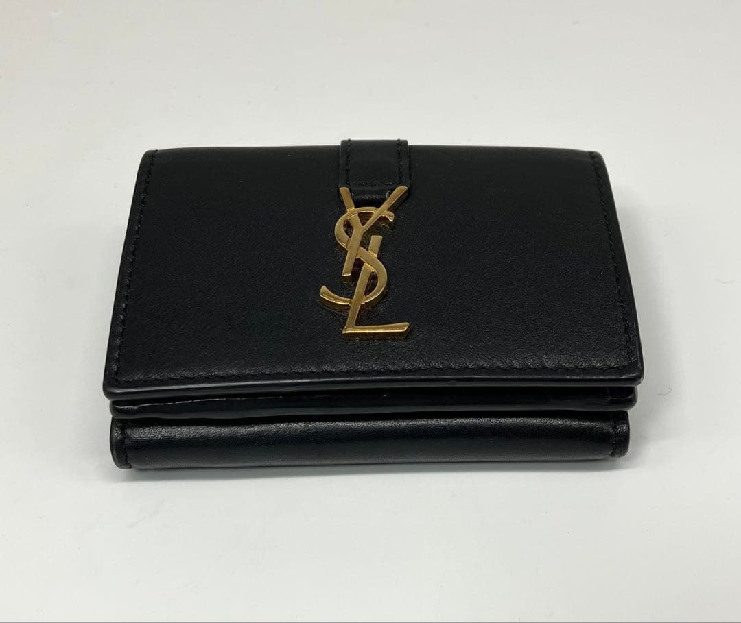⭐️ 極美品 YSL サンローラン ロゴ ミニウォレット 折り財布 ブラック
