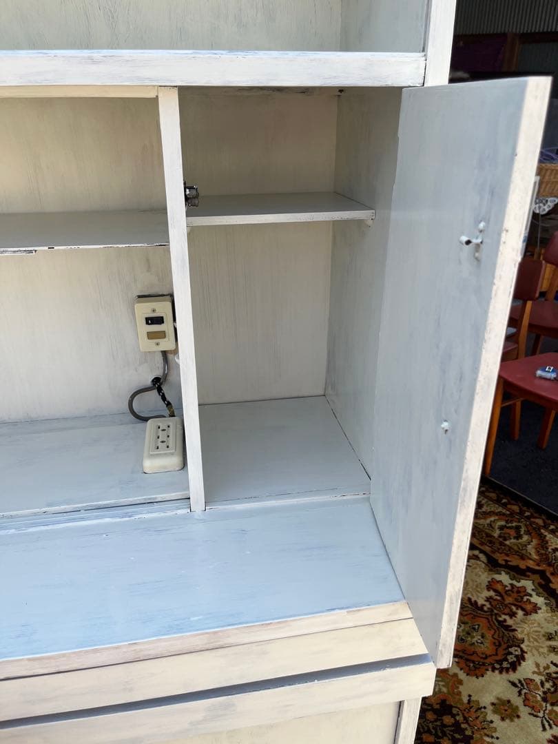 白 食器棚 昭和レトロ 当時物 ホワイト インテリア 水屋 古民家 ビンテージ