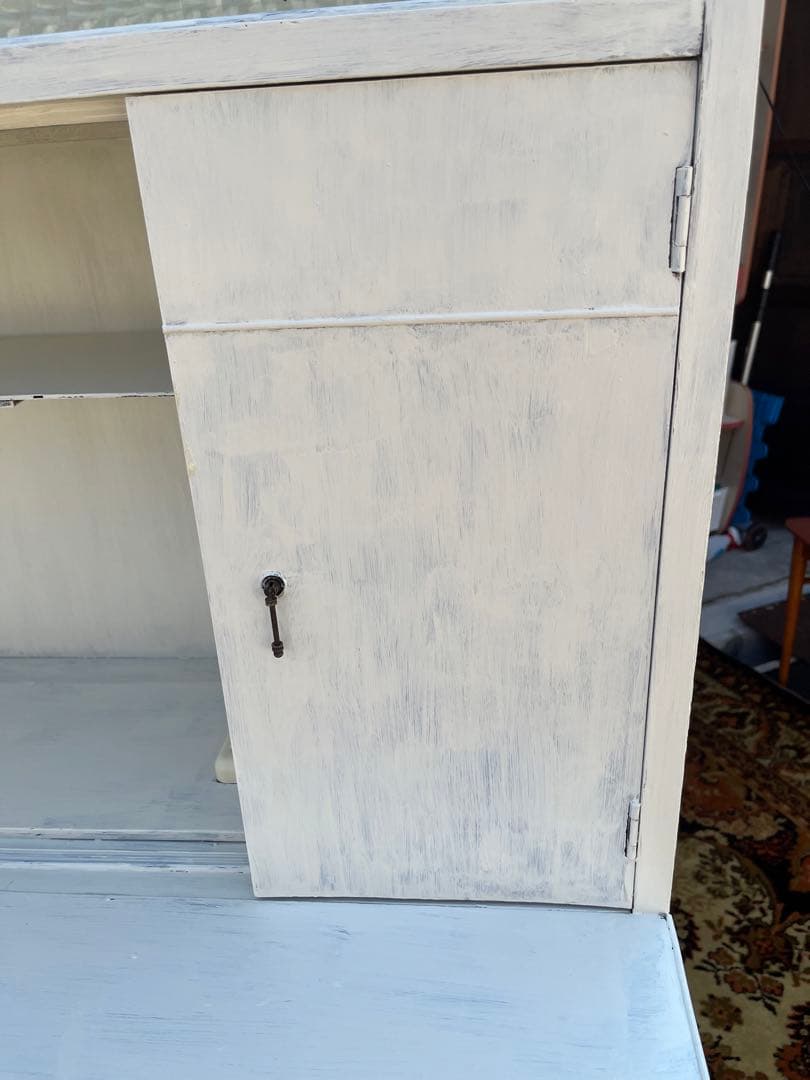 白 食器棚 昭和レトロ 当時物 ホワイト インテリア 水屋 古民家 ビンテージ