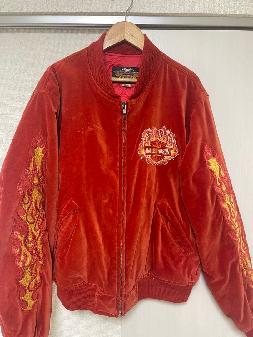 ハーレーダビッドソン 90sスカジャンベロア ファイヤー