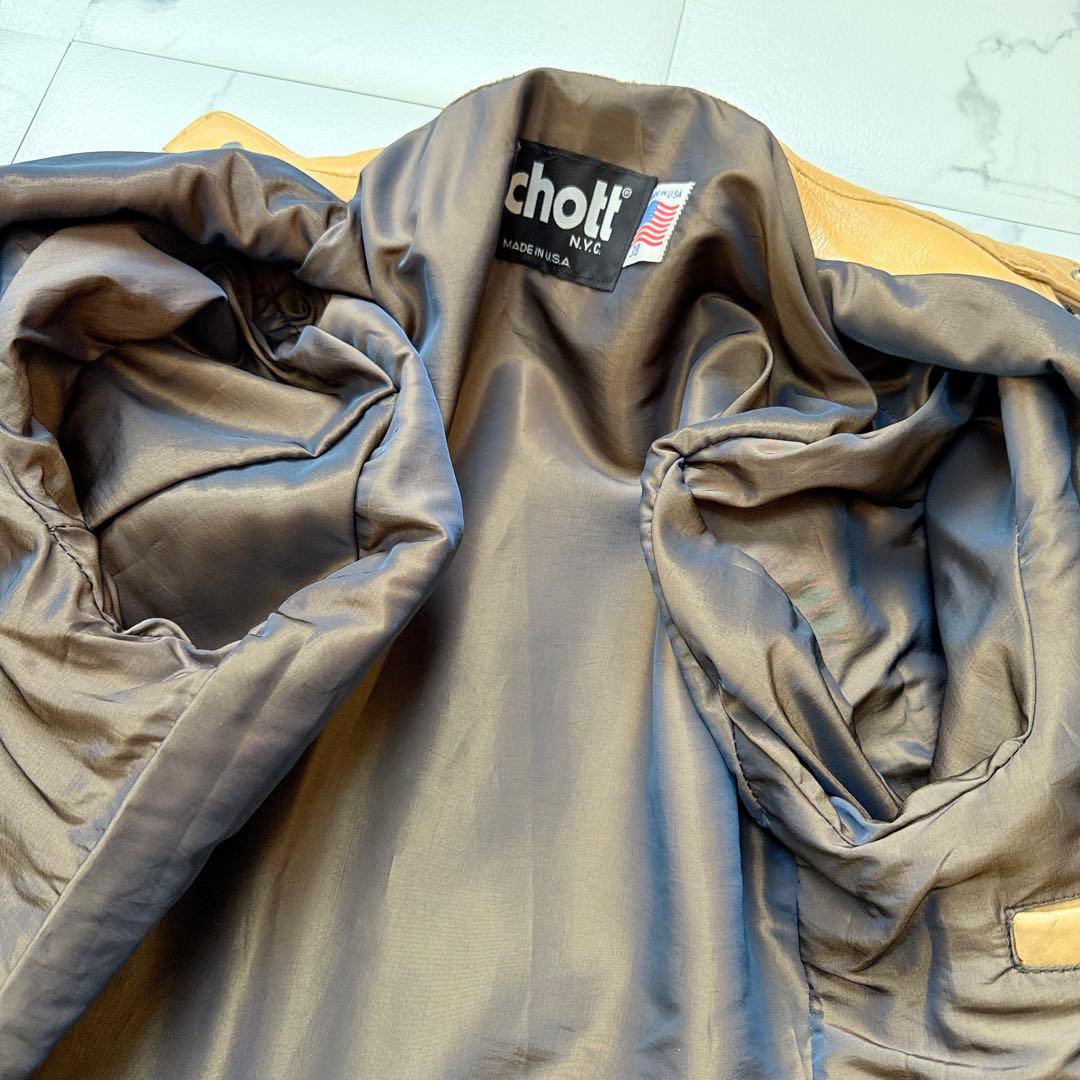 Schott AT877 シングルライダースジャケット 38牛革 USA製
