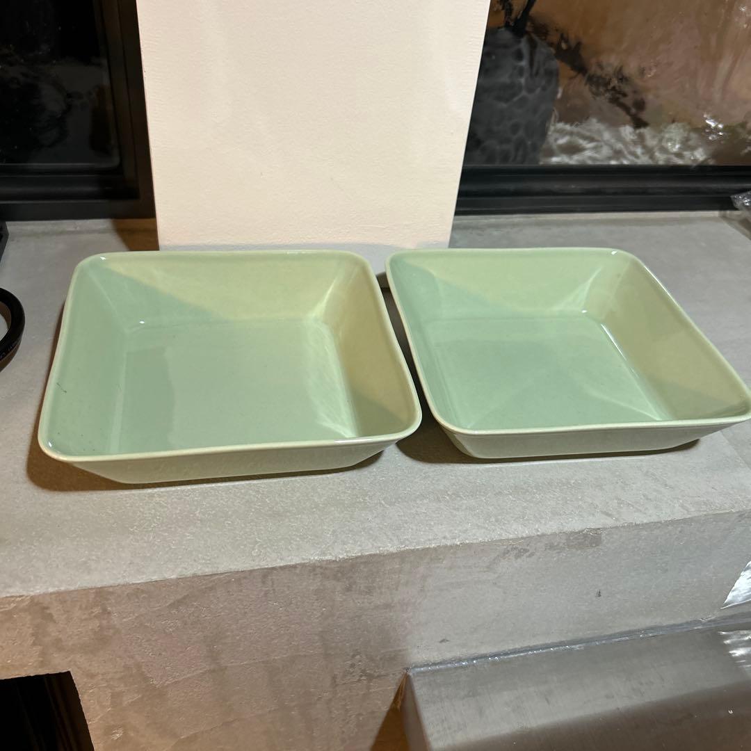 廃番 イッタラ ティーマ スクエアプレート 16cm セラドングリーン 2枚
