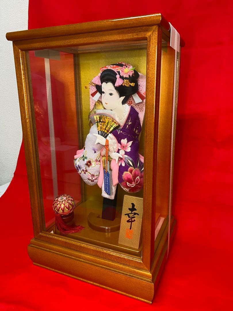 本つげかんざし　羽子板ガラスケース１０号・間口約２７×奥行約２１×高さ約４６㎝