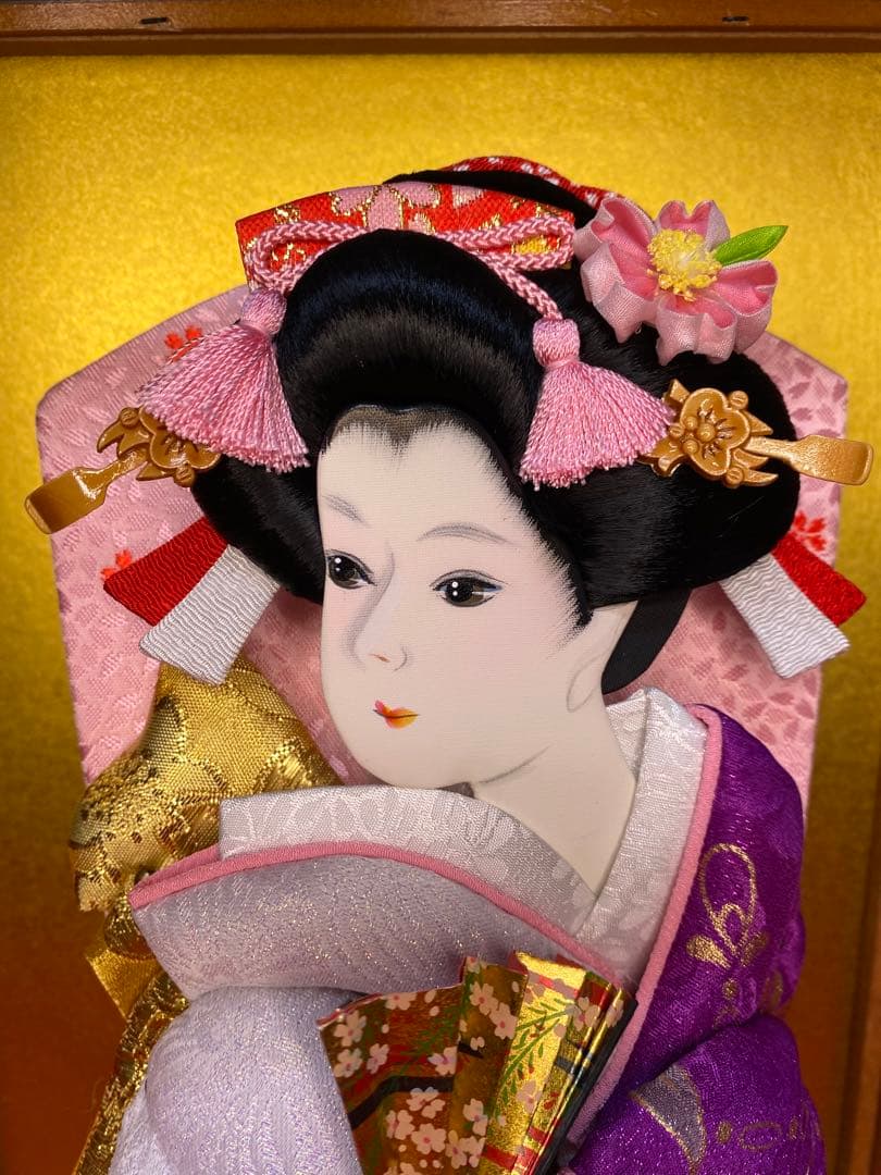 本つげかんざし　羽子板ガラスケース１０号・間口約２７×奥行約２１×高さ約４６㎝