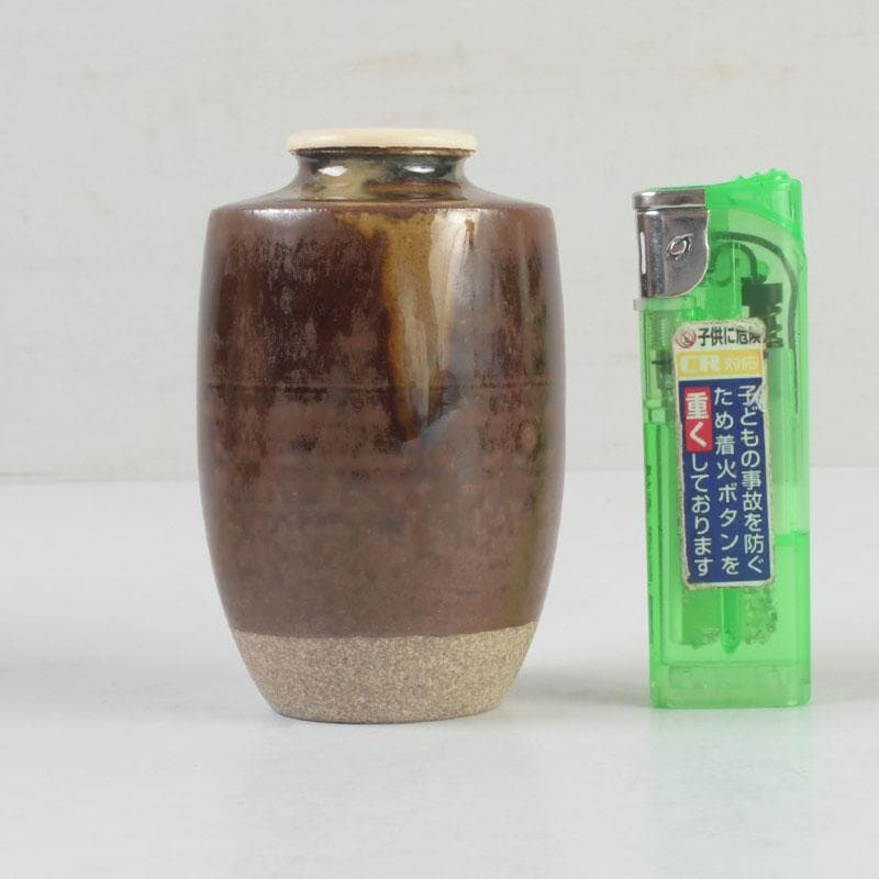 茶道具　高取焼　比古焼　藤崎寿山造　肩衝茶入　仕覆付　共箱　V　9824