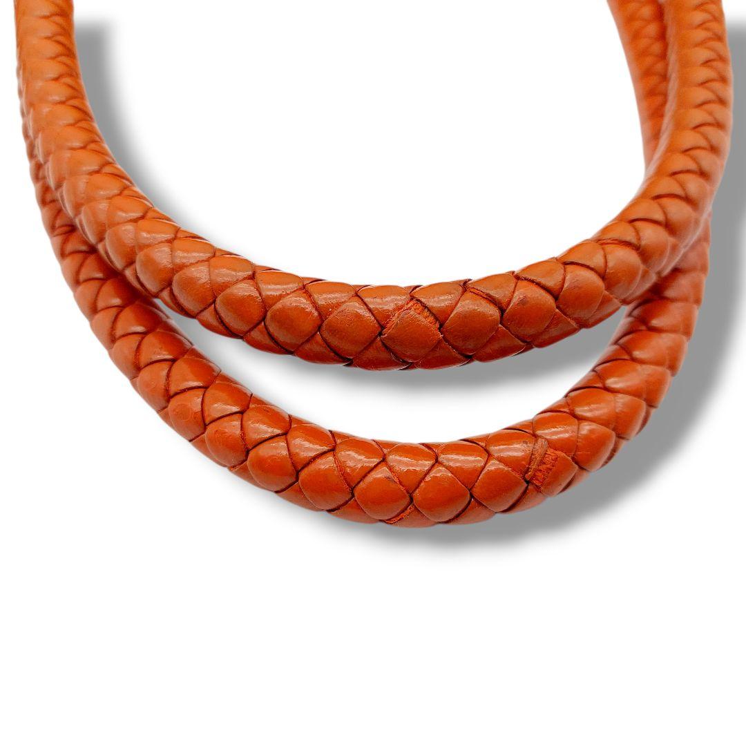 【良品】HIROFU　ヒロフ　オレンジ レザー トートバッグ 編込ハンドル　人気