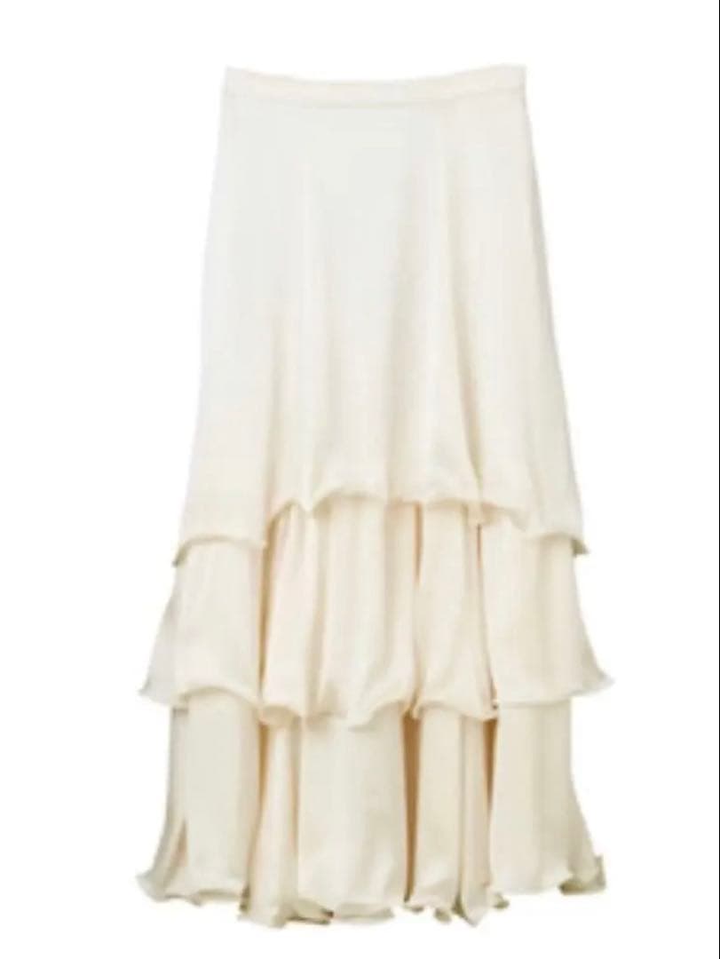 ♡Layered Frilled Satin Skirt - ecru / M♡