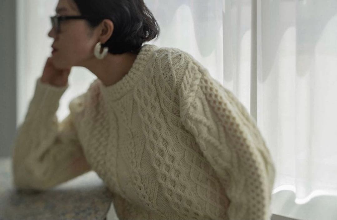 YONETOMI アランニットセーター サイズ:3 定価5万円　雑誌掲載商品