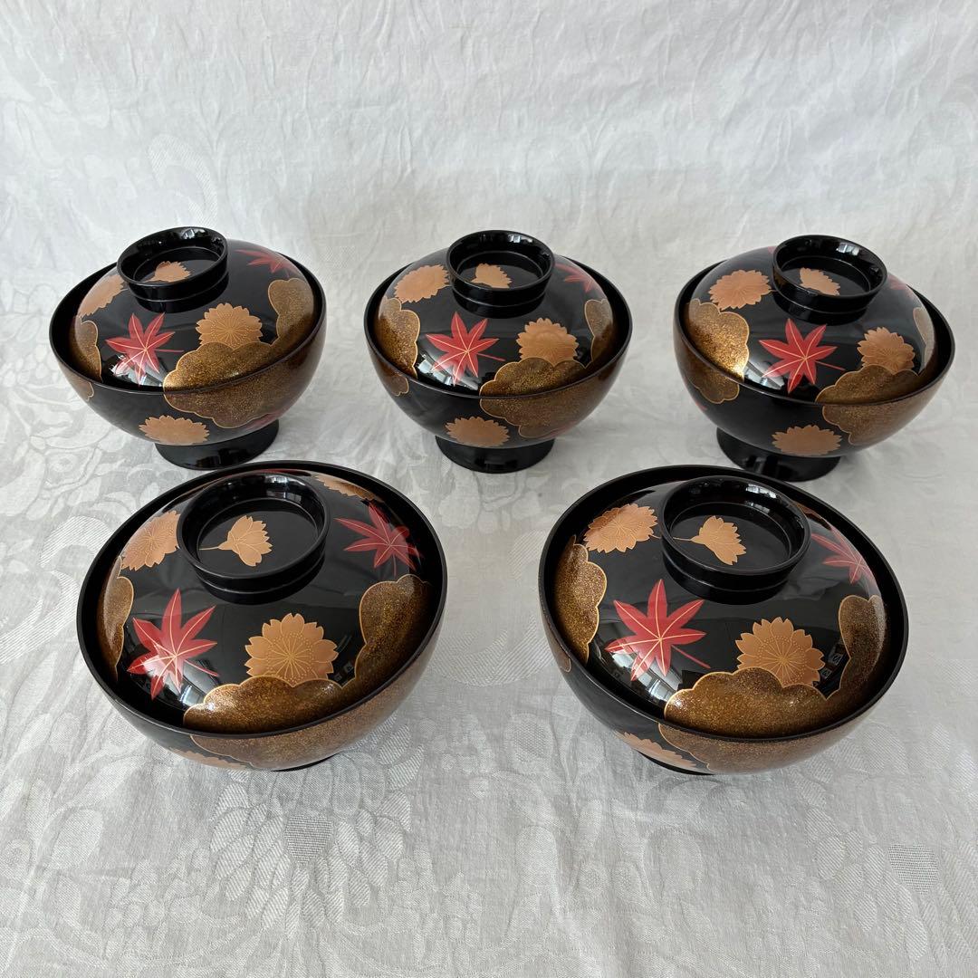 最終価格★【未使用級】 山中塗 漆器 吸物椀 春秋 雑煮碗 正月