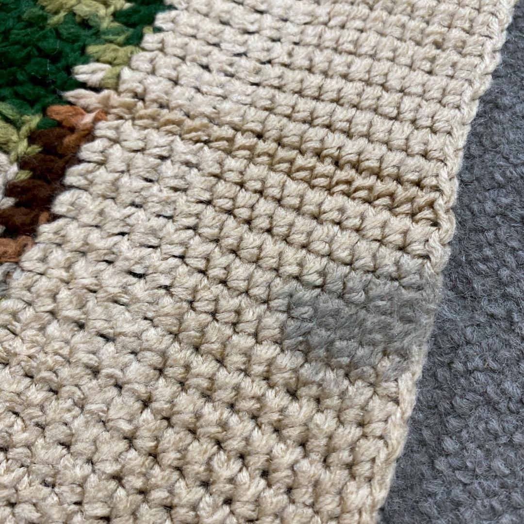 BQMS かぎ針編み ニット ラグ ビンテージ カモフラ柄 アーストーン AK