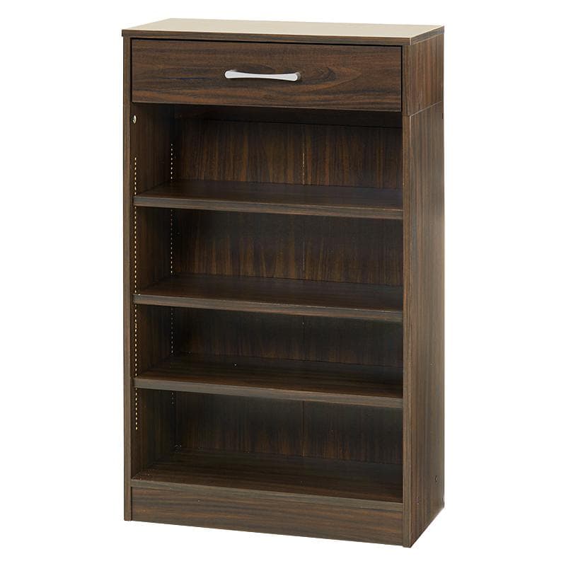 1cm刻みで調節引き出し付き本棚 幅60cm ブラウン[8473]