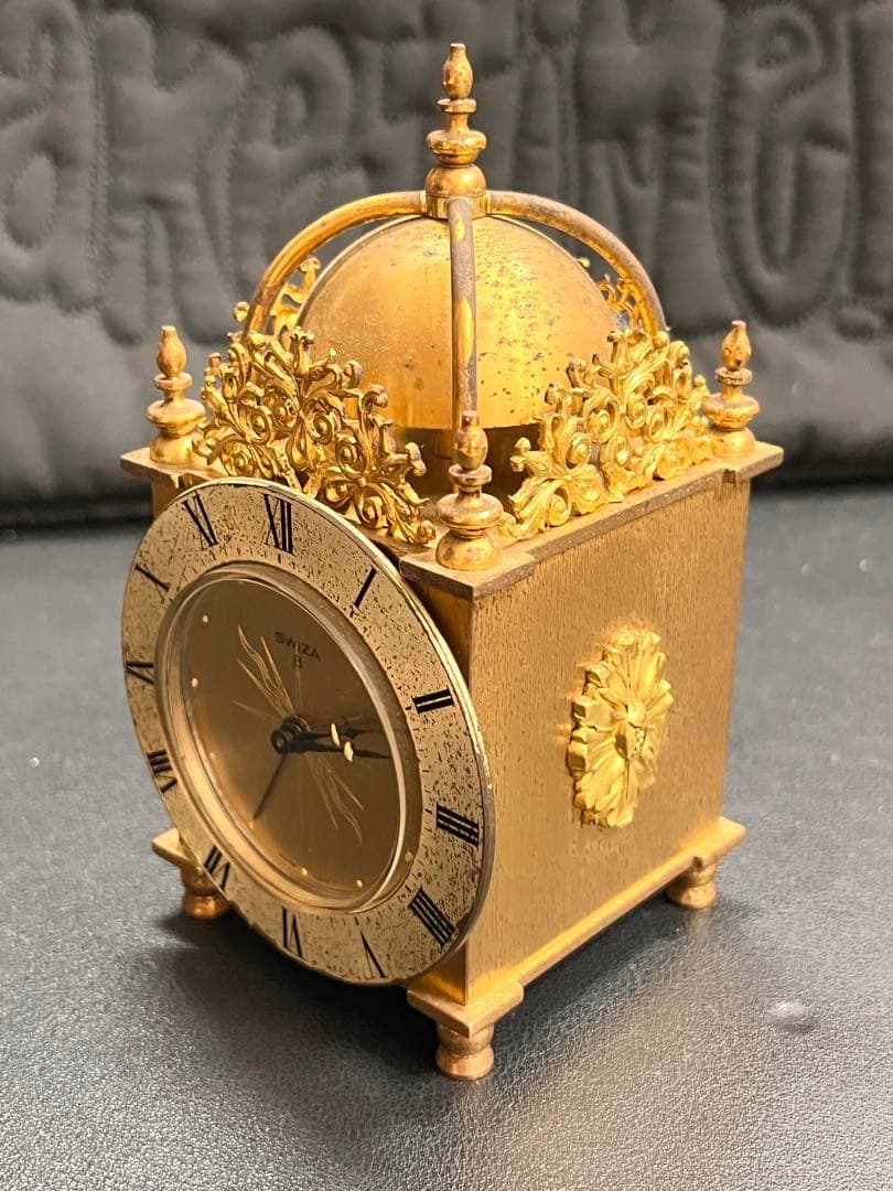 『入手困難』18s ゴールド 置時計 ゼンマイ式 金