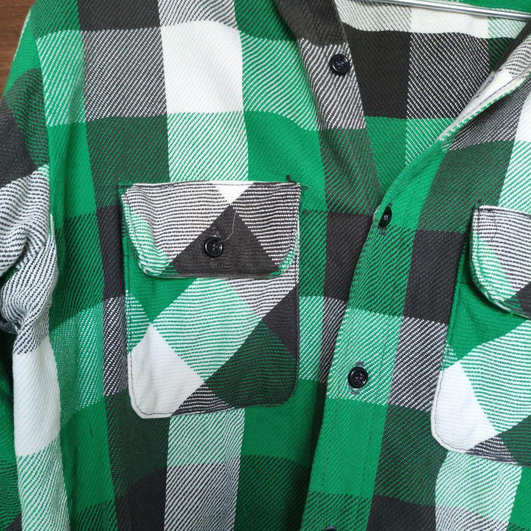 BIG MIKE 長袖ネルシャツ 16-L/16½ グリーンチェック　80's