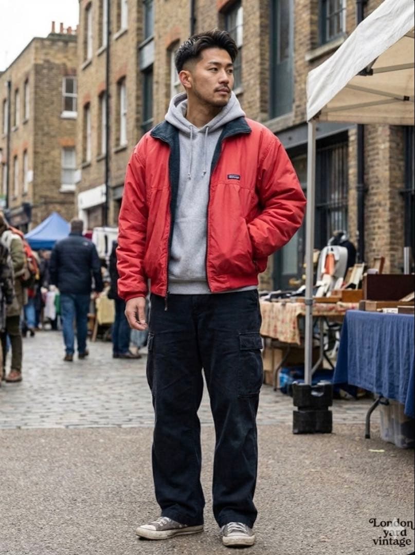 【USA製】Patagonia フリースライナー ナイロンジャケット レッド M