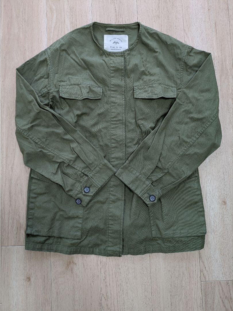 PUAL CE CIN　ノーカラーミリタリーブルゾンジャケット