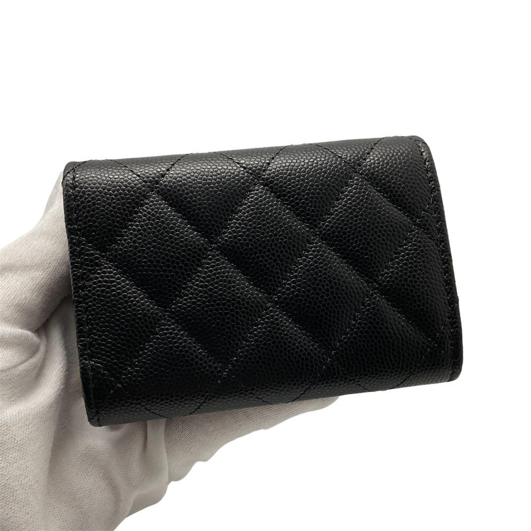 【星】未使用シャネル財布　マトラッセコンパクトフラップウォレット　キャビアスキン