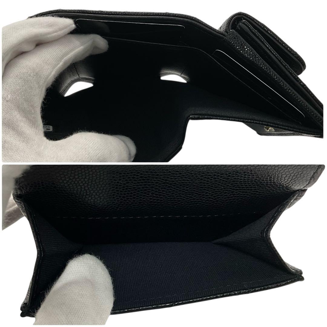 【星】未使用シャネル財布　マトラッセコンパクトフラップウォレット　キャビアスキン