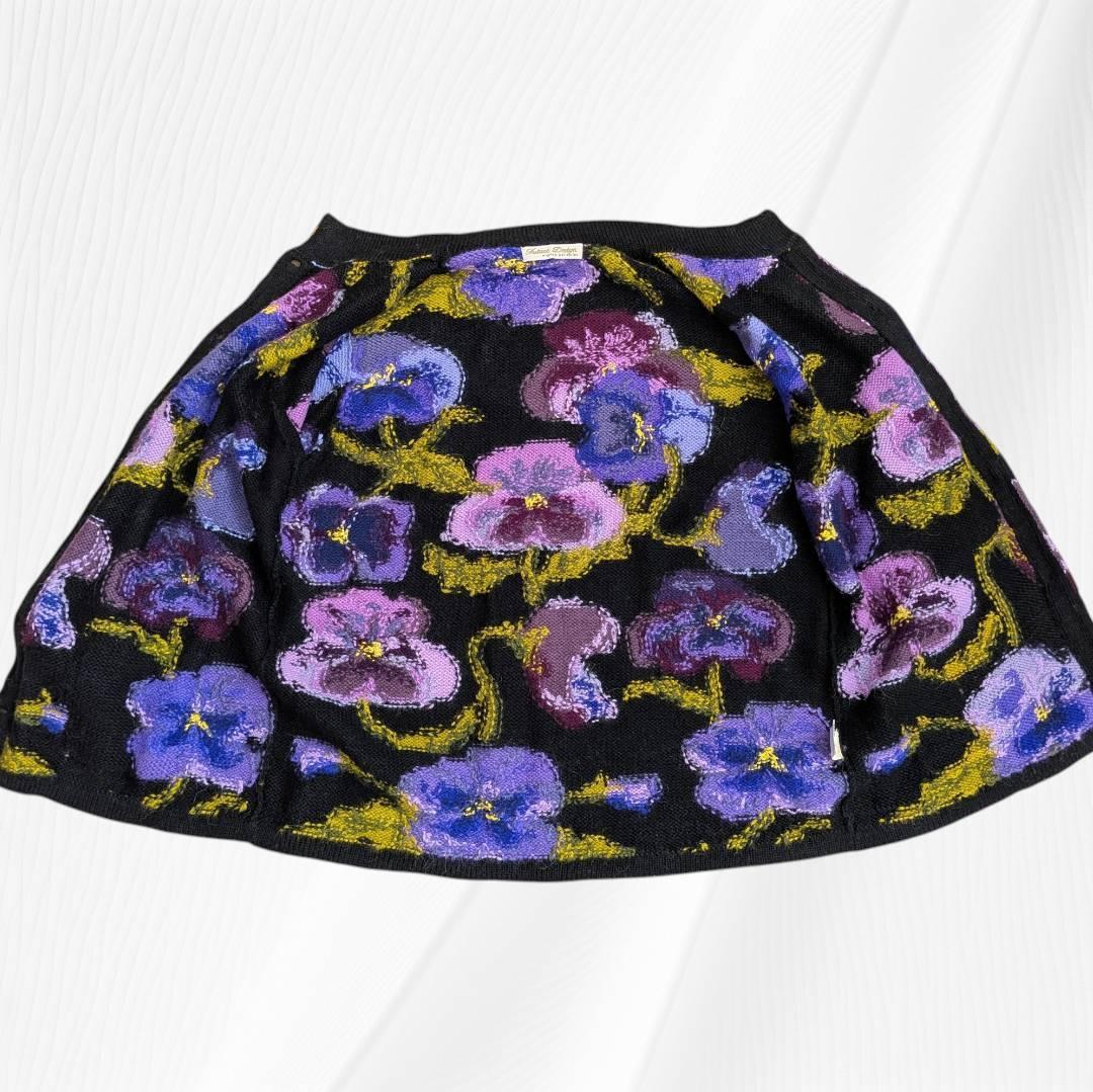 アルパカ １００％ 花柄 ジャケット ニット Ｍ～Ｌ相当