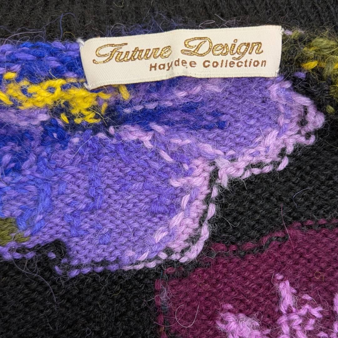 アルパカ １００％ 花柄 ジャケット ニット Ｍ～Ｌ相当