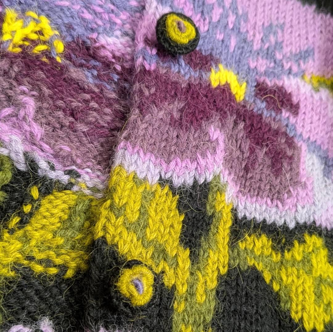 アルパカ １００％ 花柄 ジャケット ニット Ｍ～Ｌ相当