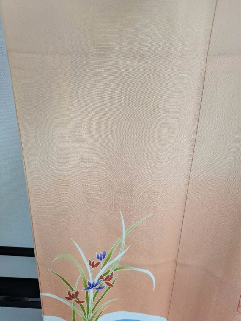 は*ー様 振袖 裄67 作家物 セミアンティーク 一つ紋 青海波に花柄金彩正絹T