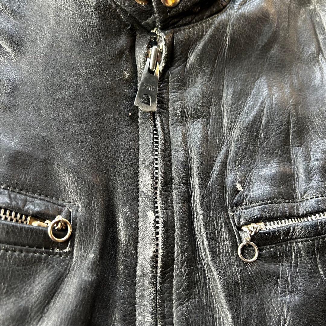 70s sears シアーズ レザージャケット ブラック 40 カスタム 本革