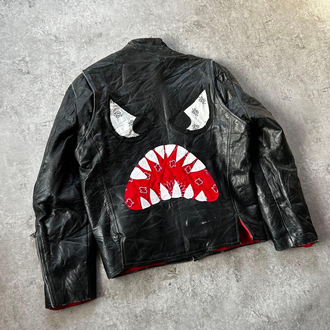 70s sears シアーズ レザージャケット ブラック 40 カスタム 本革